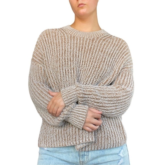 Banana Republic oversized ribbed knit sweater chunky latte brown womens small - Picture 2 of 11